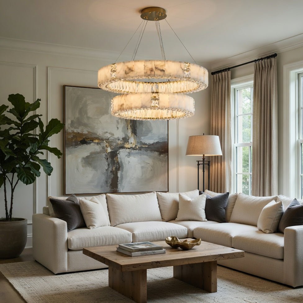 Stafford Marble & Crystal Chandelier 39″ | Spanish Stone & Crystal
