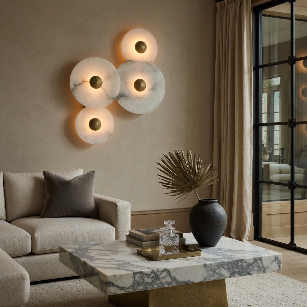 Moonshade Marble Disc Wall Sconce | Iron – Morsale