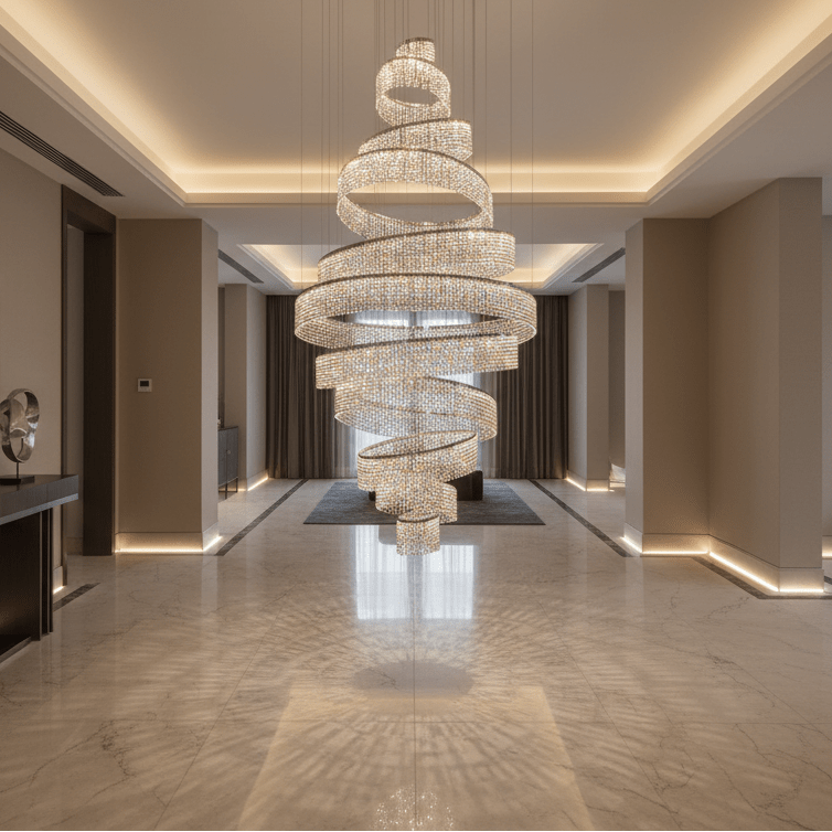 Alcor Crystal 4-Light Chandelier – Dimmable, Height-Adjustable, For Living Room, Dining, Foyer