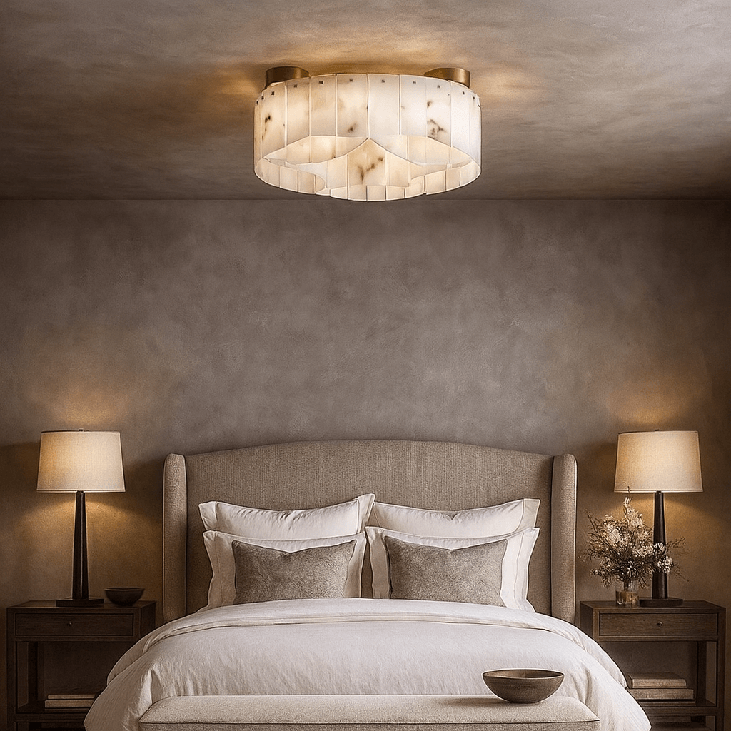Moonshade Natural Marble Ceiling Light: Elevate Your Space