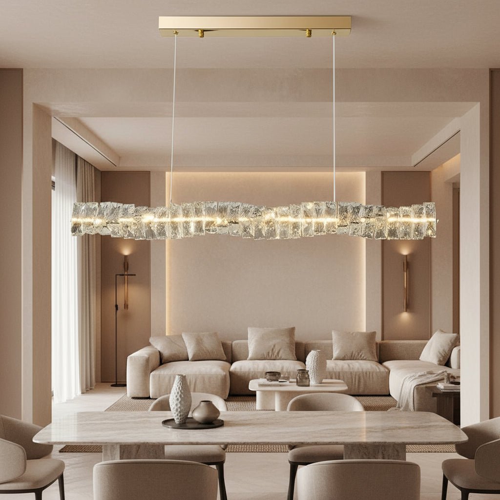 Bacci Modern Linear Crystal Dining Room Chandelier - Lighting