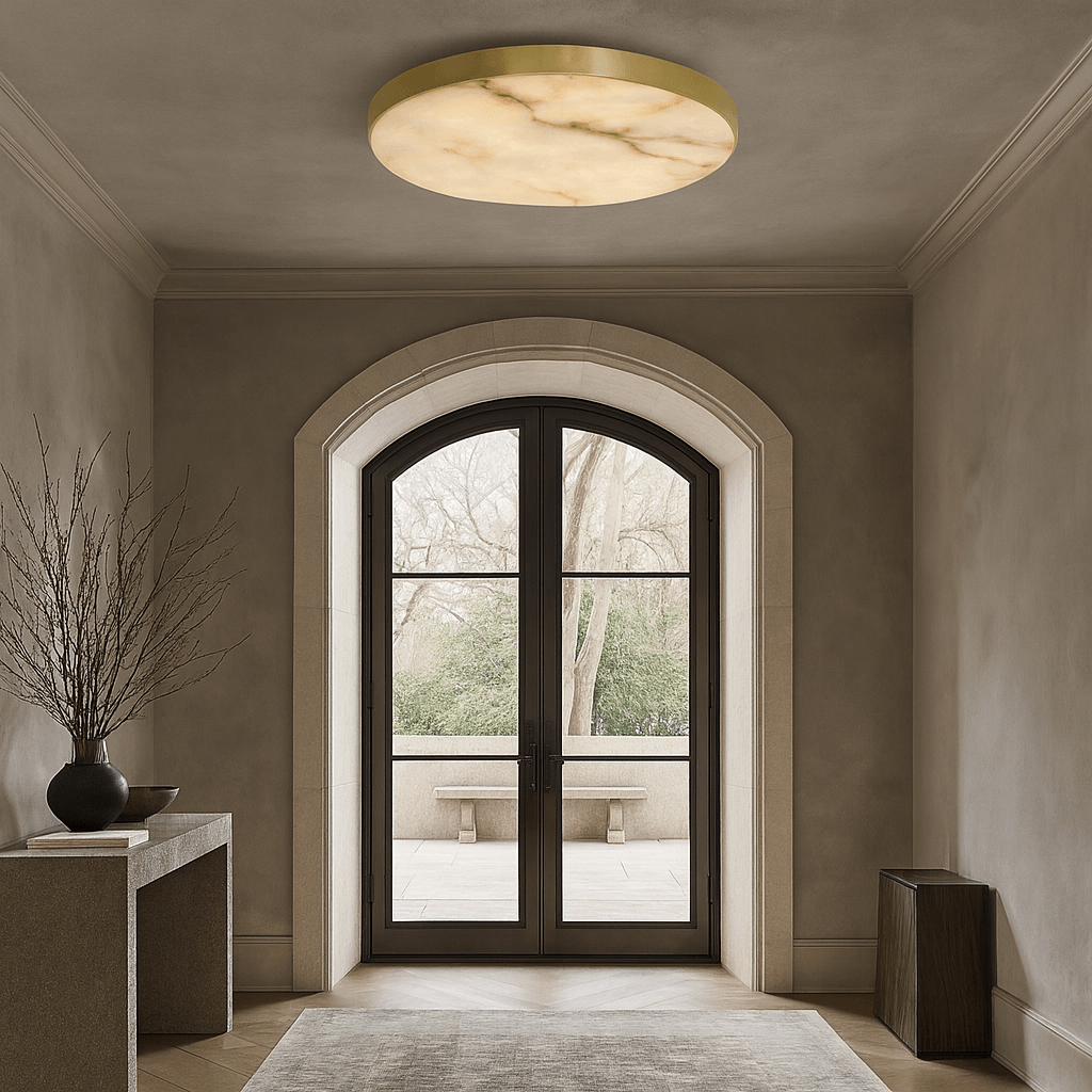 Moonshade Ceiling Light: Stylish Marble Copper Design