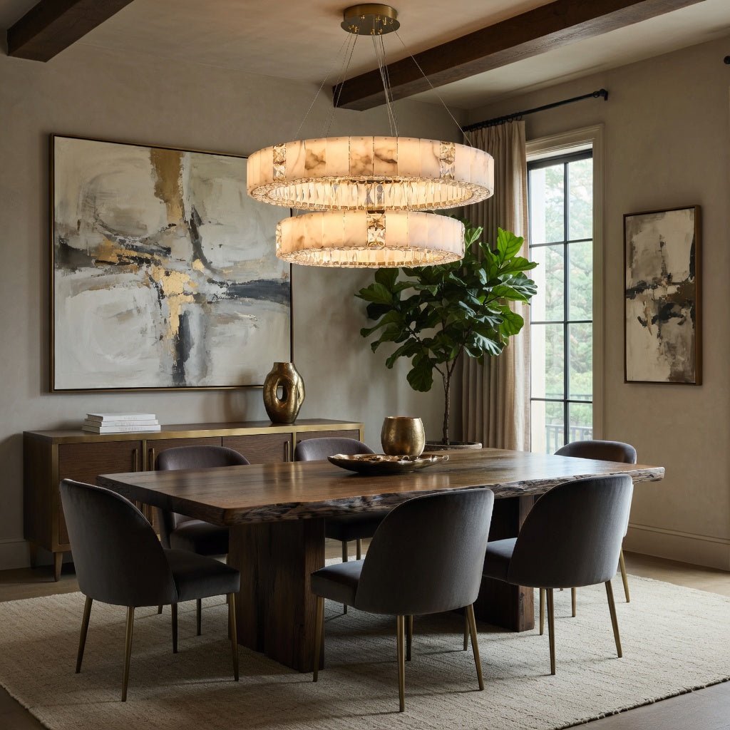 Stafford Marble & Crystal Chandelier 39″ | Spanish Stone & Crystal