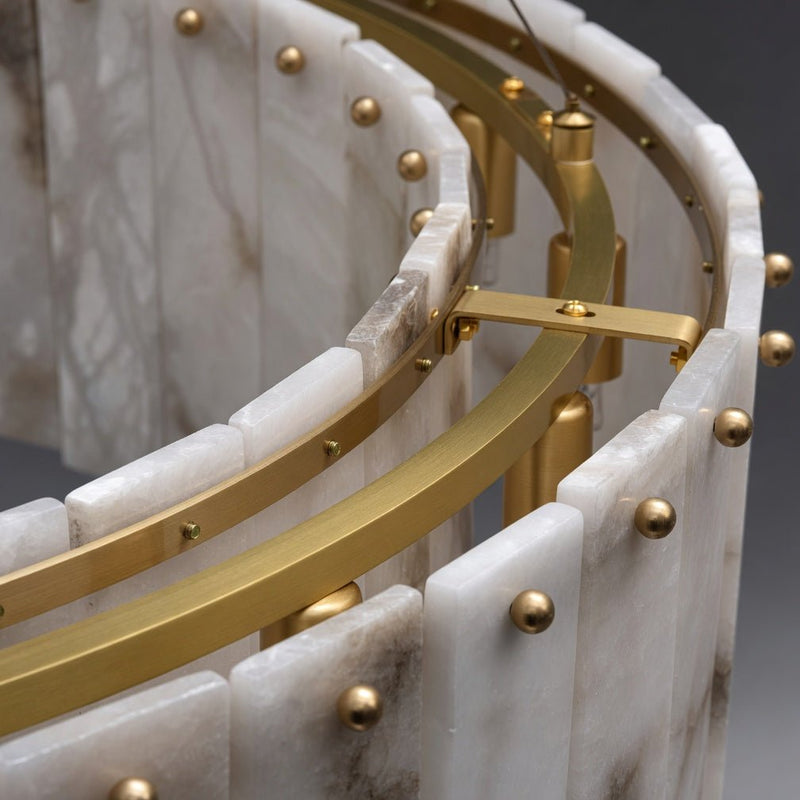 Close-up of hand-finished solid brass