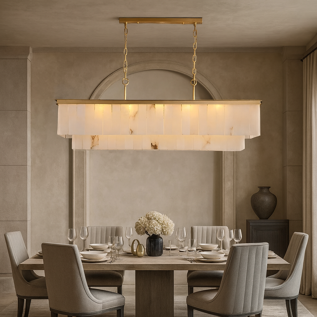 Moonshade Marble Dining Chandelier: Elegant Room Lighting