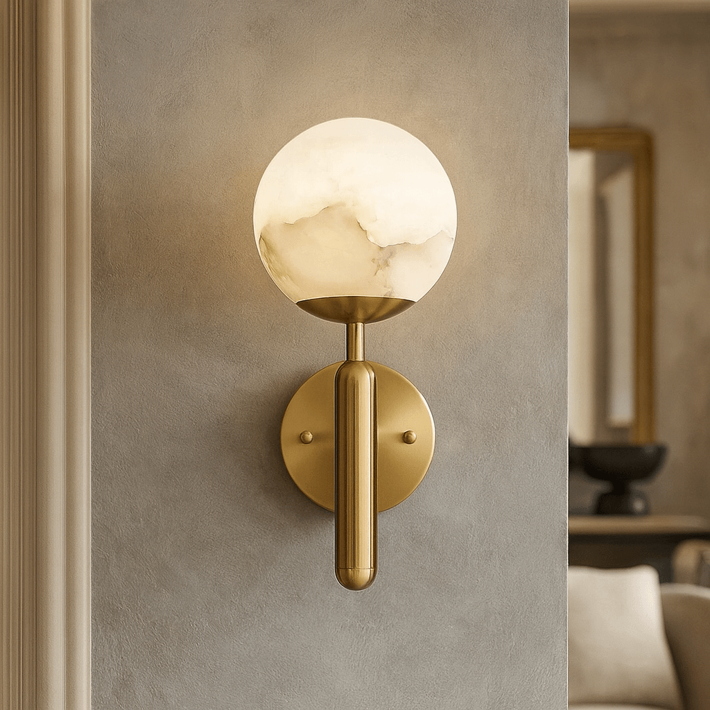 Elegant Natural Marble Sphere Wall Sconce for Timeless Décor