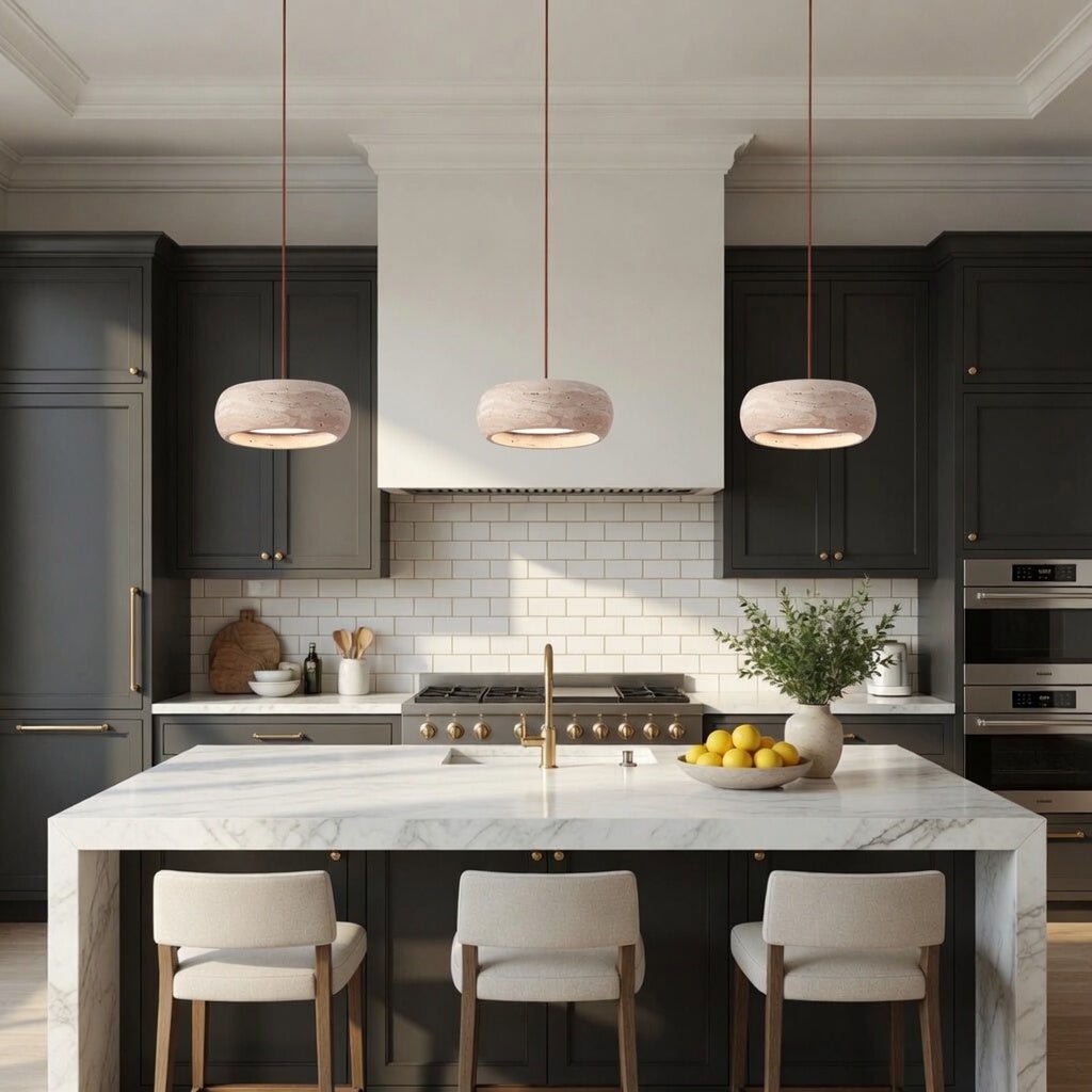 Vero Travertine Bell Pendant Light | Modern Kitchen Statement