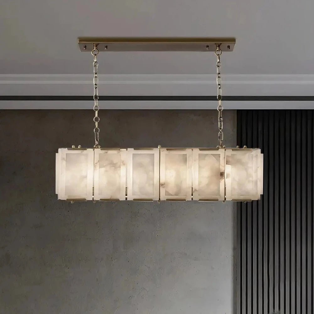 Transform Your Space with the Timeless Elegance of a Natural Marble Rectangular Chandelier - Morsale
