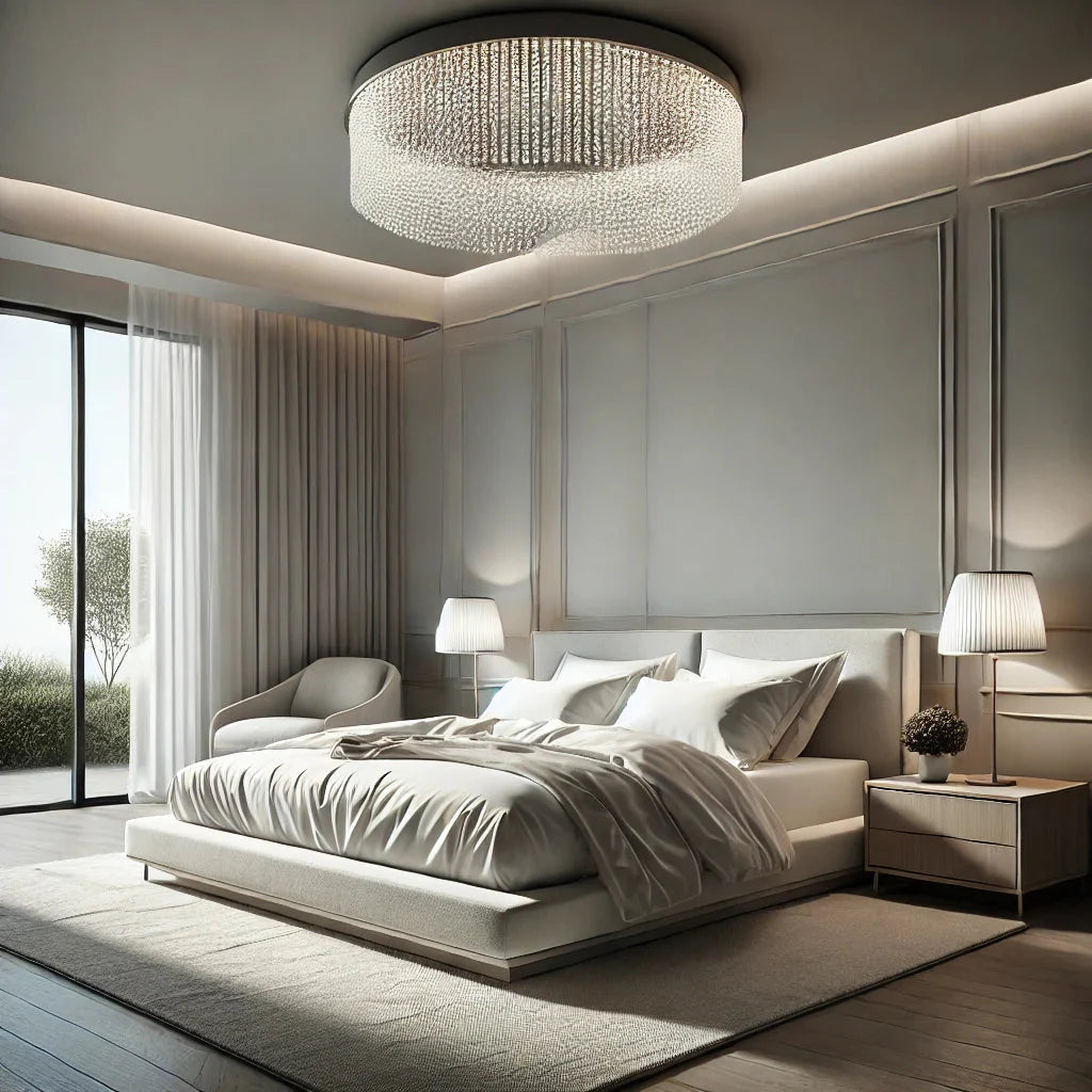 Top 5 Bedroom Lighting Ideas featuring modern chandeliers and contemporary pendant lights.