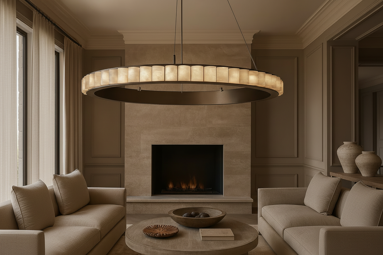 marble vs crystal chandelier comparison in luxury dining room interior