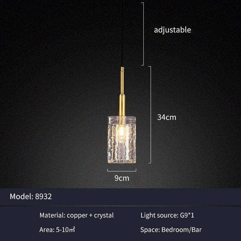 Copper & Crystal Pendant Lights For Kitchen