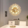 Dandelion crystal globe chandelier in a modern living room