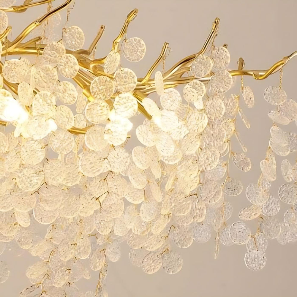 
                  
                    The Albero Frost Glass Dining Room Chandelier from Morsale.com features textured, translucent circular discs for a luxurious, radiant look and opulent lighting effect.
                  
                