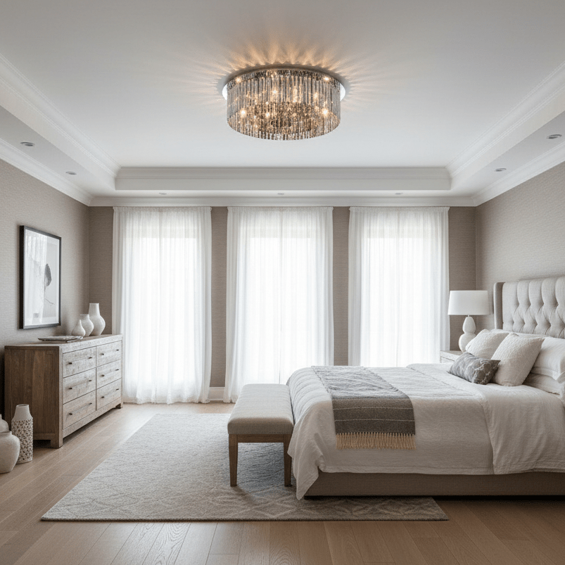 Gio Smoke Grey Crystal Flush Mount | Morsale