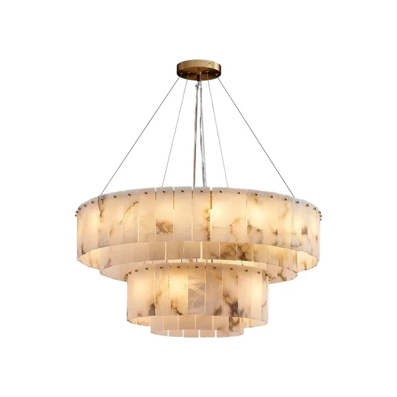 Multi-Layer Natural Marble Modern Chandelier