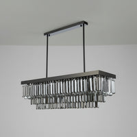 Meridien Crystal Dining Chandelier featuring smoke grey crystals and a sleek frame for modern elegance.