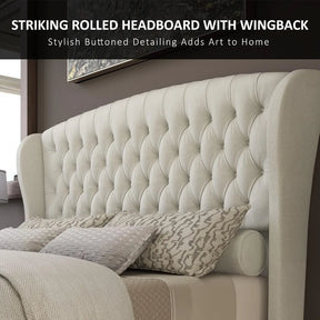 Chenille Upholstered Sleigh Bed