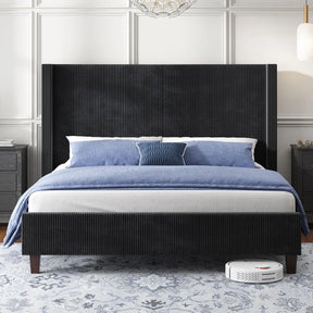 Corduroy Bed With Wingback Headboard