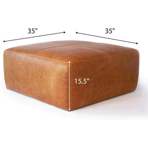 Meet the Morsale Leather Ottoman in Cognac Tan, a chic, chemical-free enhancement for your space. With dimensions of 35" x 35" x 15.5", it's perfect for elevating comfort without compromise.