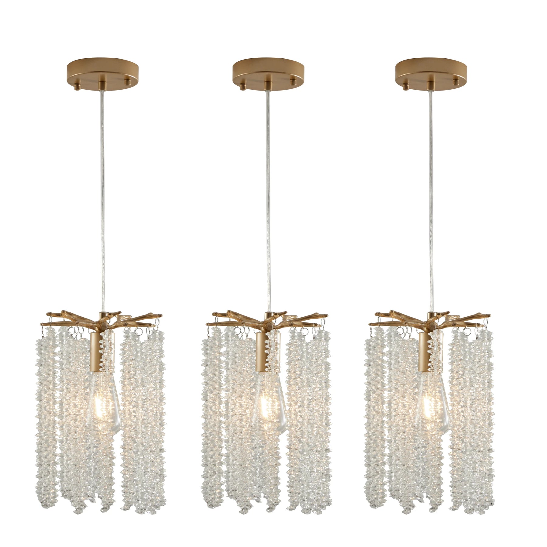 Albero Crystal Pendant Lights, Set Of 3