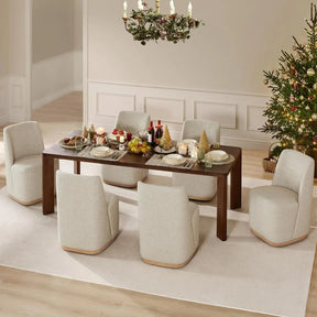 Boucle Dining Chairs With Casters Set Of 2