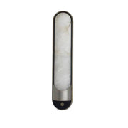 The Morsale Sandford Wall Sconce features a sleek vertical design with a stainless steel frame and smooth white stone-like center, tapering to a rounded bottom for a modern, minimalist look resembling natural marble.