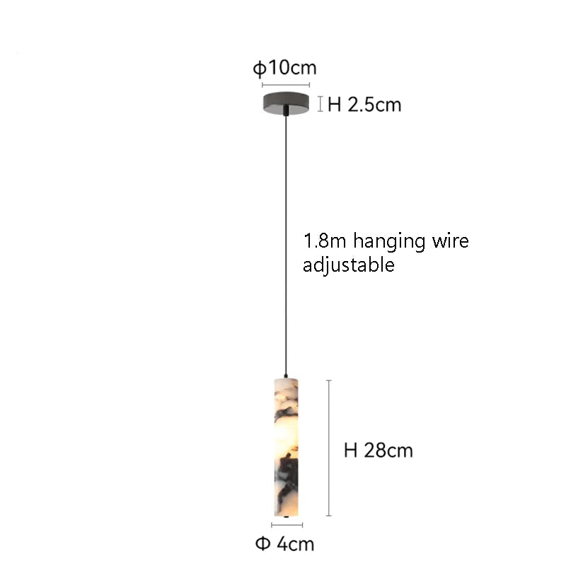 
                  
                    Pendant light with dimensions and specifications on a white background
                  
                