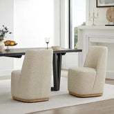 Boucle Dining Chairs With Casters Set Of 2