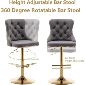 Counter Heigh Velvet Bar Stools Set of 4