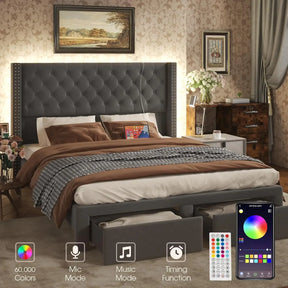 Gio Velvet Queen Bed with Storage