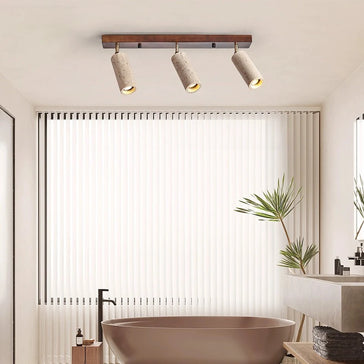 3 Head Natural Travertine Wood Spot Light Fixture