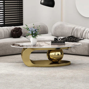 Modern Coffee Table, Steel Base & Ceramic Top