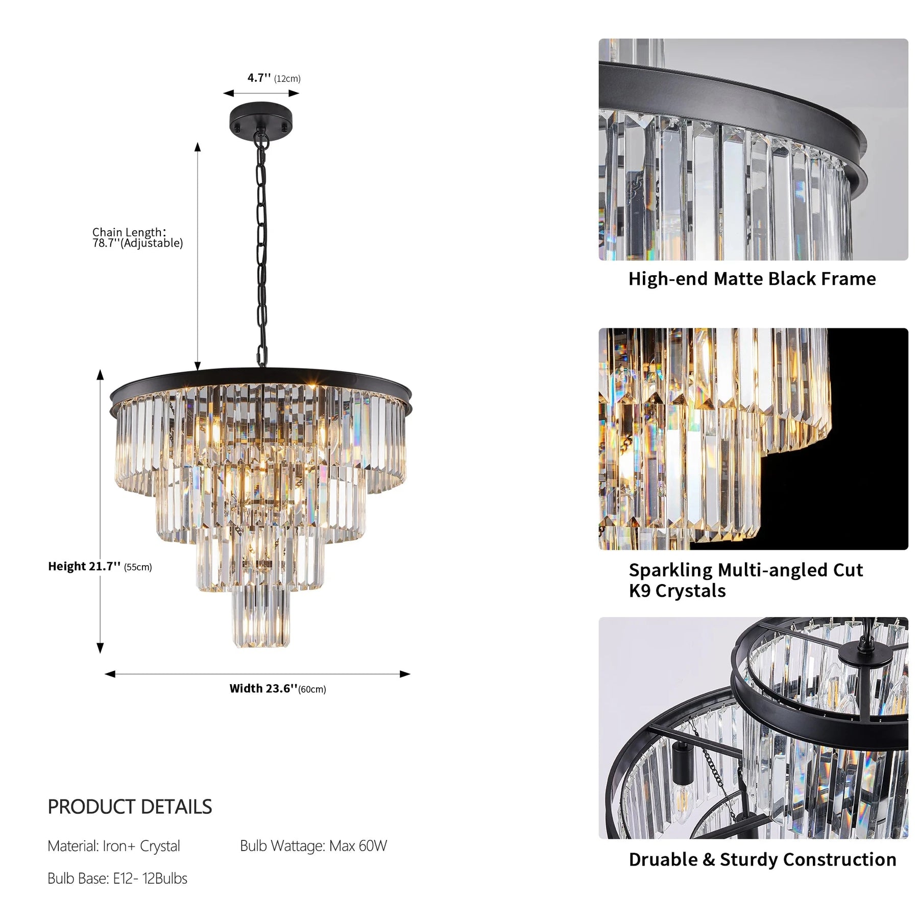 23.6" Gio Crystal Chandelier