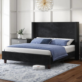 Corduroy Bed With Wingback Headboard