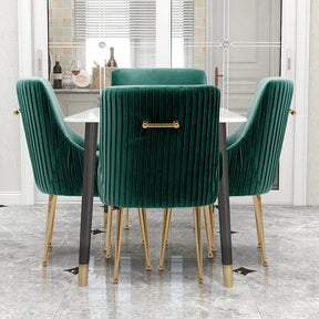Modern Glam Boucle Pleated Velvet Dining Chair Set of 4