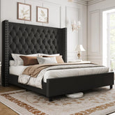 Velvet Tufted Bed With Headboard