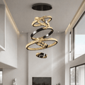 Langley The 6-Ring Crystal Chandelier showcasing a modern minimalist design for luxurious interiors.