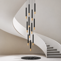 Linea Black & Gold LED Tube Chandelier