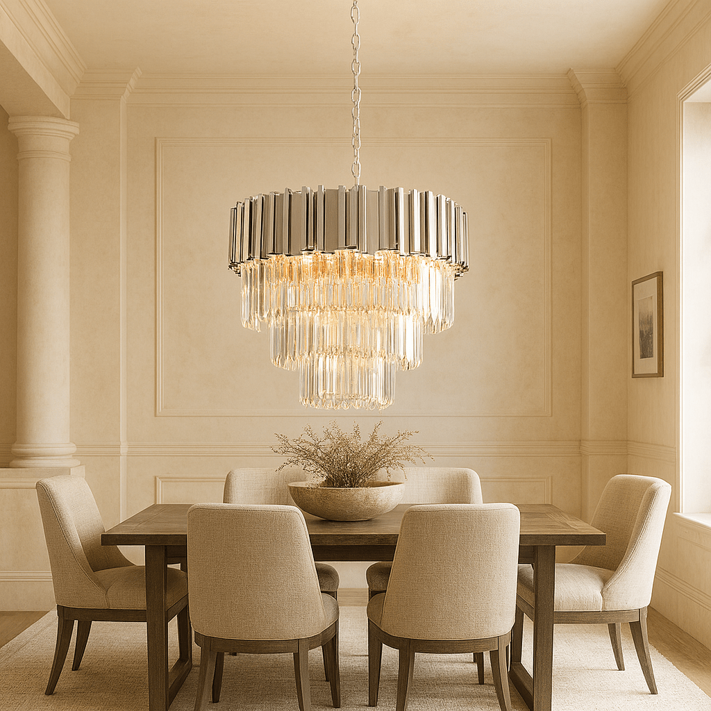 Gio 4-Tier Crystal Chandelier 31″ | Silver – Morsale