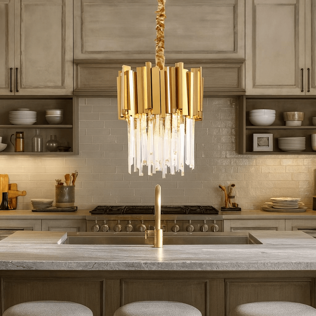 Gio Crystal & Gold Pendant Light – Morsale