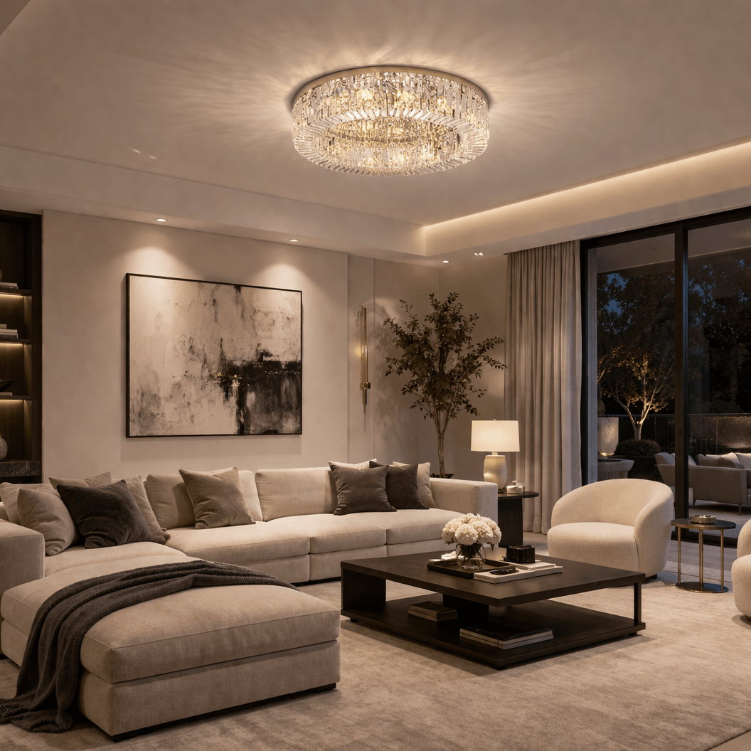 Gio Crystal Flush Mount Ceiling Chandelier | 31″ & 39″ – Morsale