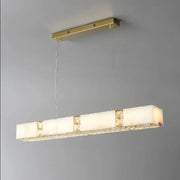 Natural Marble & Crystal Ceiling Chandelier with LED Light Source in Modern Design