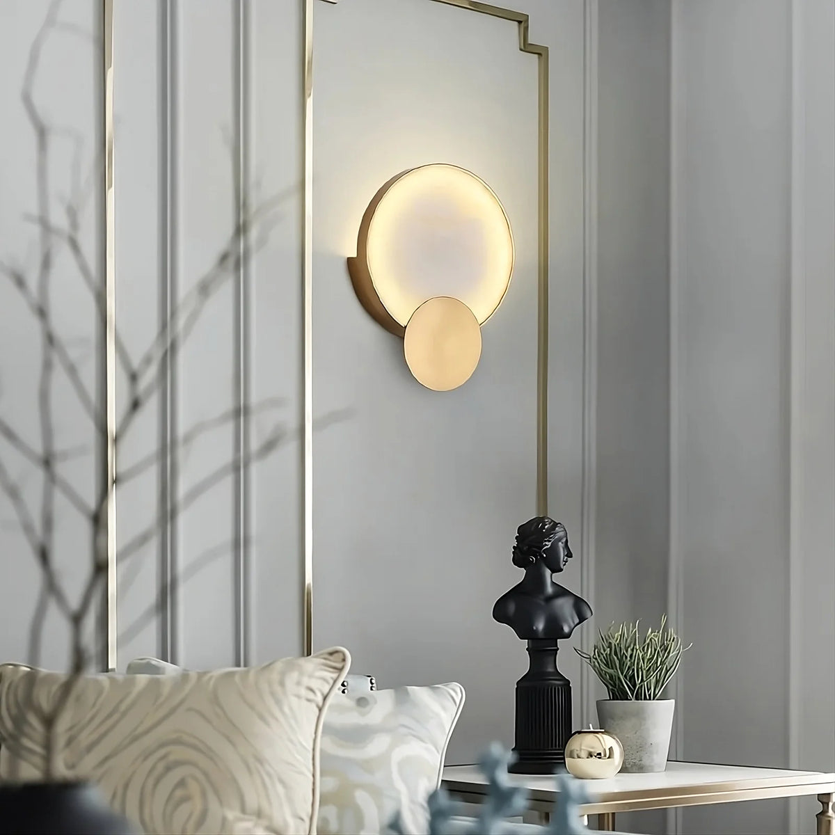 Modern Marble & Brass Light Fixture