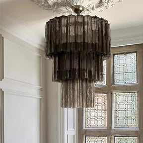 Vintage Smoke Gray Glass Chandelier