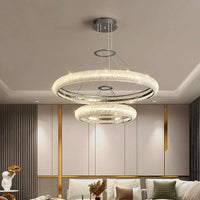 Ross Modern 2-Ring Chandelier features a sleek dual-ring design, adding modern elegance to contemporary interiors.