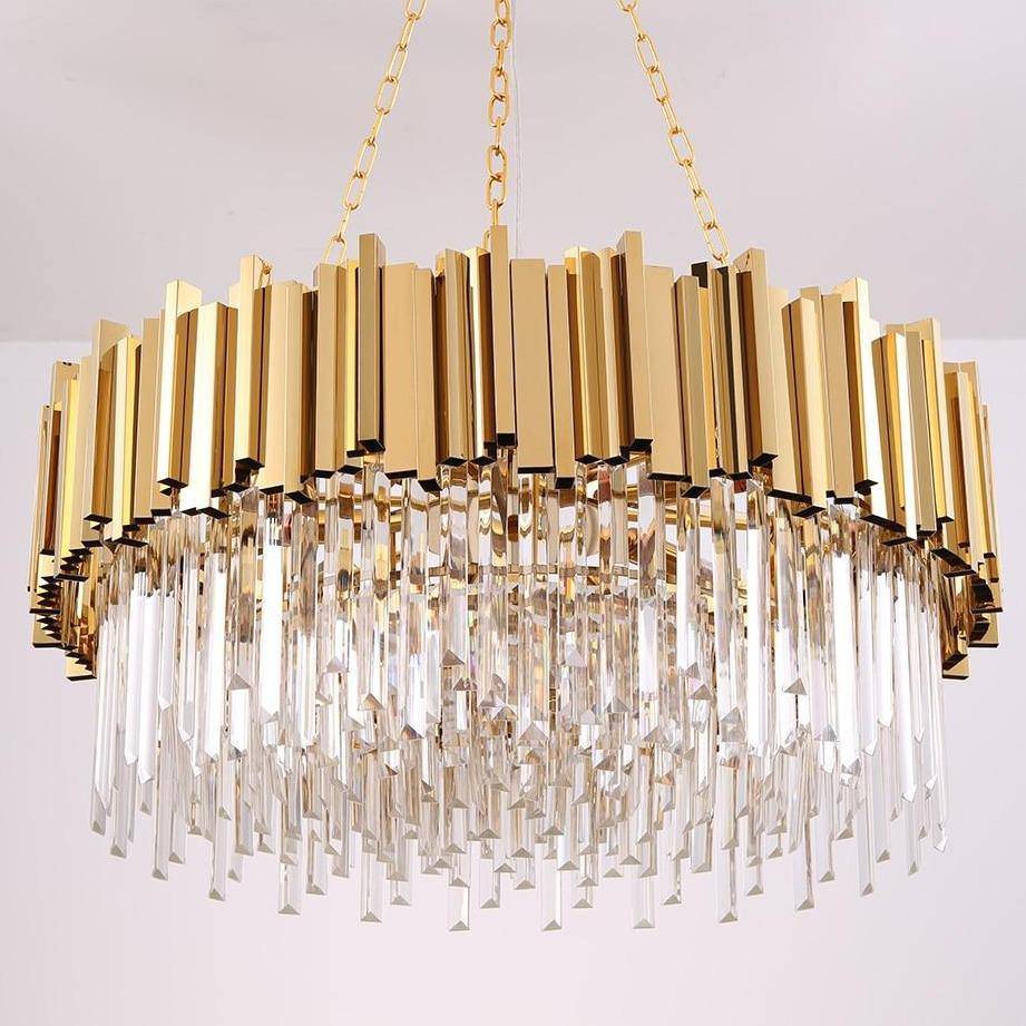 Modern Brass Crystal Gold Crystal Chandelier With E14 LED AC