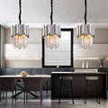 Gio Kitchen Island Light 12 inch by Morsale showing chrome frame and K9 crystal prisms