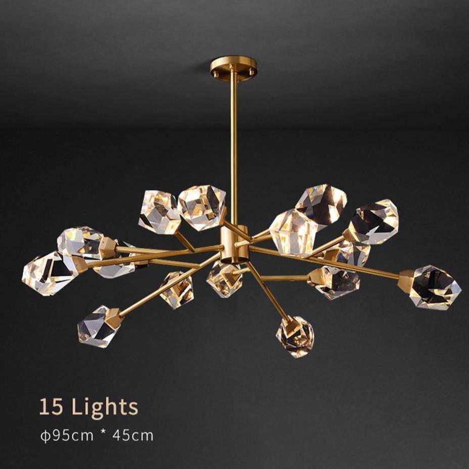 Diamante 15-Light Copper Branch Crystal Chandelier