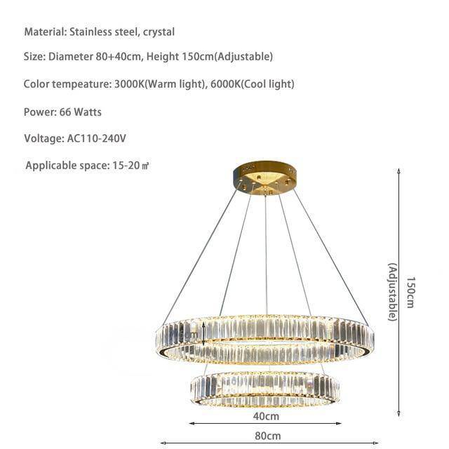 Roma 2-Ring Crystal Chandelier