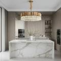 buyMilano Brushed Gold Crystal Chandelier - Morsale